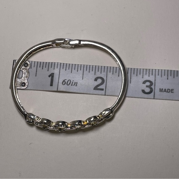 Silver and Gold Tone Bracelet with Circular Rhinestone Embellishment - Picture 4 of 5